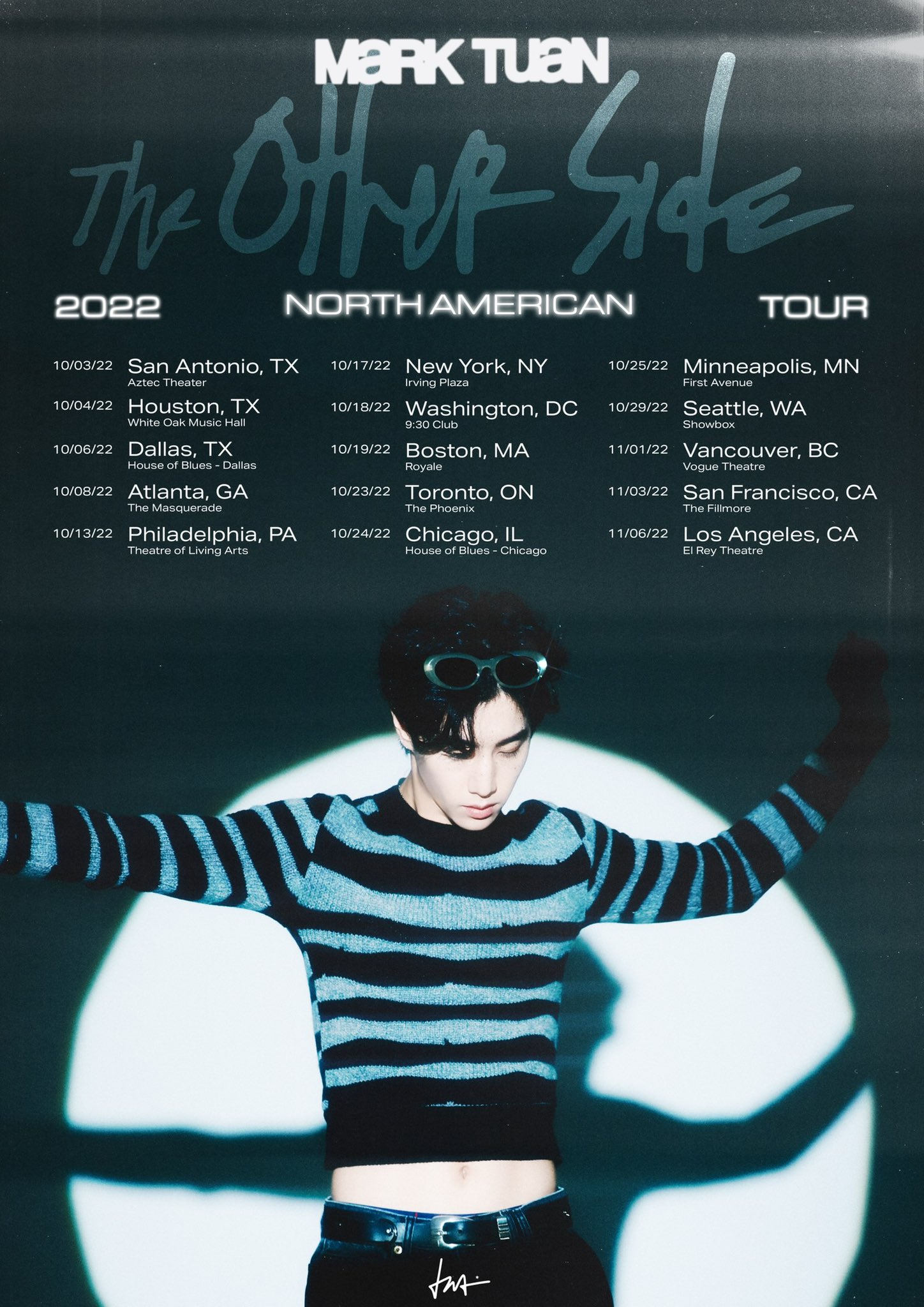 GOT7 Mark Tuan's 2022 "THE OTHER SIDE" North American Tour Cities And